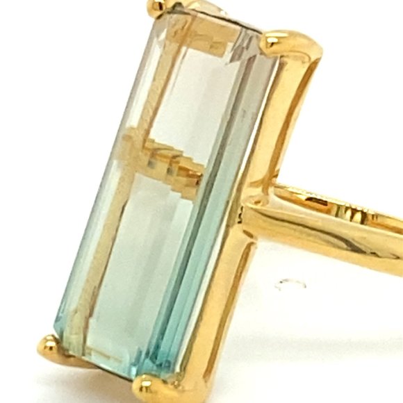 Bi Color Tourmaline 8.75ct Solid 14K Yellow Gold Ring - Picture 6 of 6